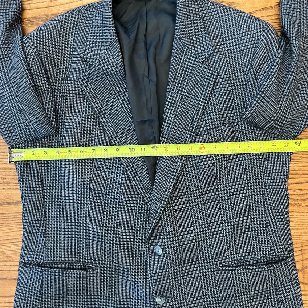 Vintage 80s Polo University Club Ralph Lauren Blue Herringbone Wool Blazer - Picture 3 of 12